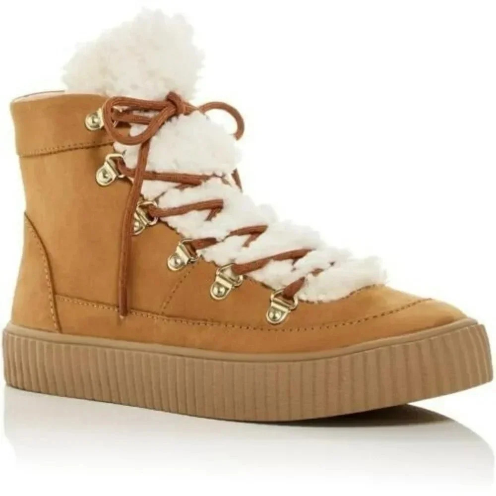 Aqua Shearling Women's Faux Nubuck Cold Weather Fashion Sneakers Size 9